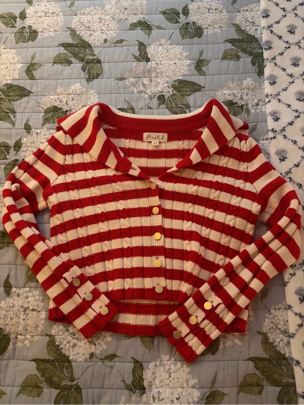 Madewell-like red stripe knit sweater